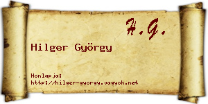 Hilger György névjegykártya